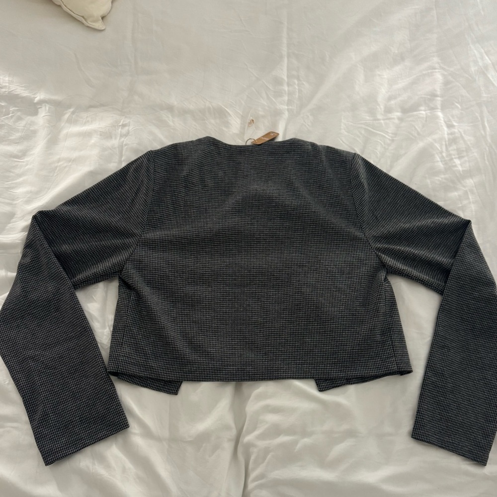 Gray Plaid Single Button Jacket - Picture 4 of 5